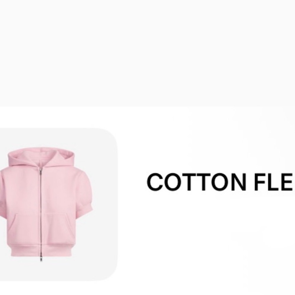 SKIMS Pink Short-Sleeve Zip-Up Hoodie Womens M